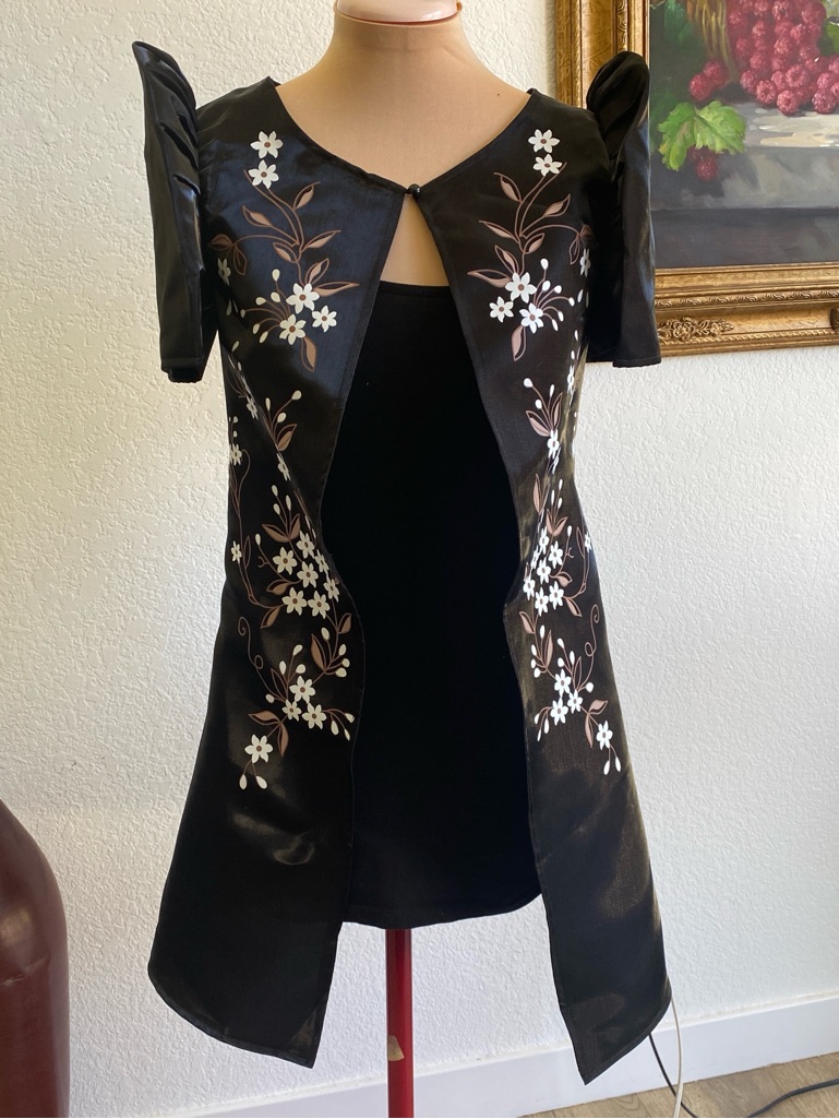 Filipiniana Blazer Bolero Black Floral Embroidered Short Jacket